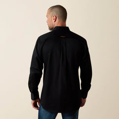 Solid Twill Fitted Shirt Men - BLACK