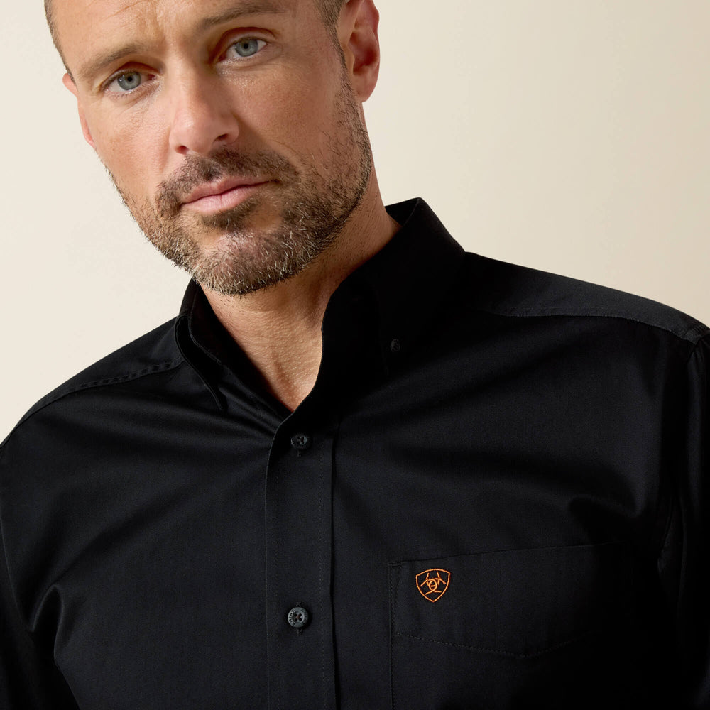 Solid Twill Fitted Shirt Men - BLACK