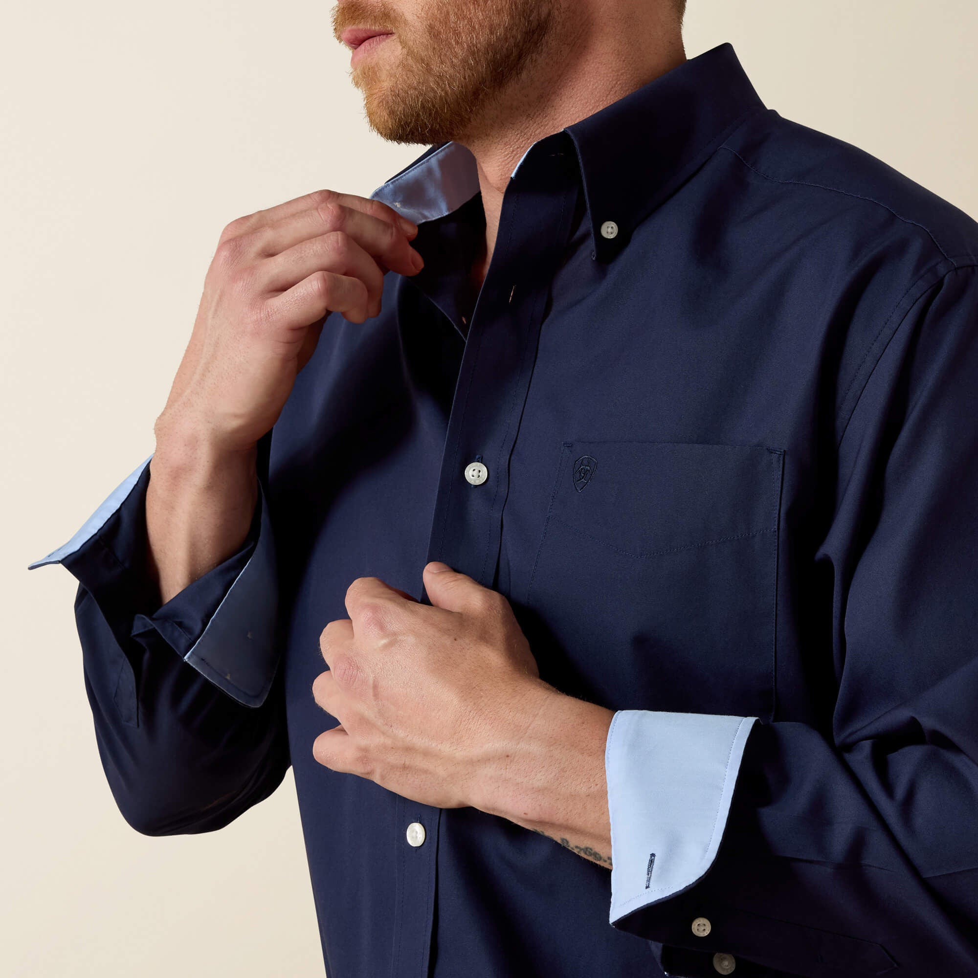 Wrinkle Free Solid Classic Fit Shirt Men - NAVY BLUE