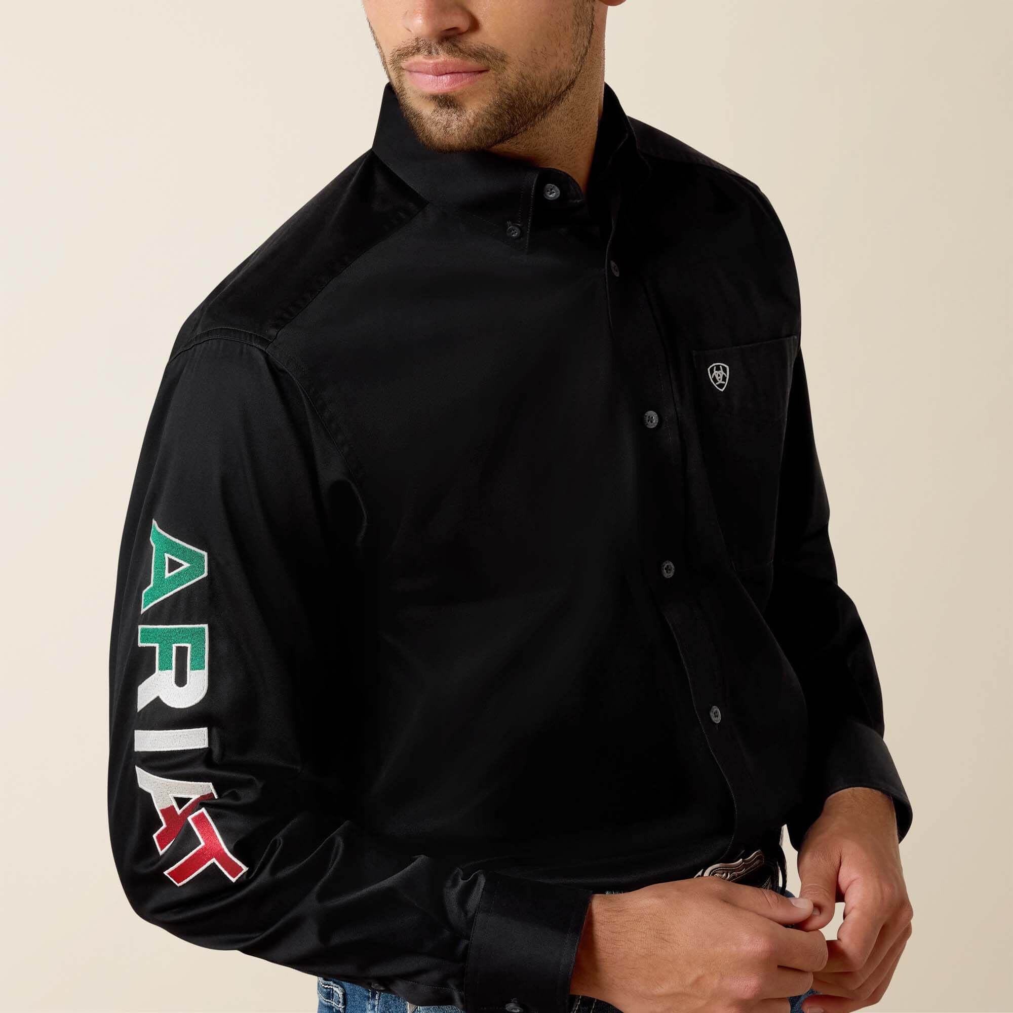 Team Logo Twill Classic Fit Shirt Men - BLACK MEXICO