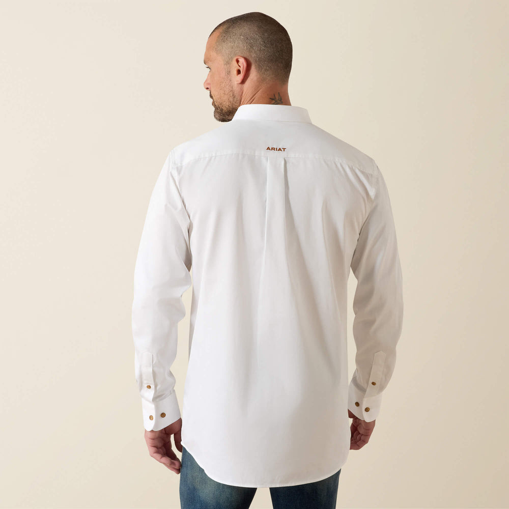 Solid Twill Fitted Shirt Men - WHITE