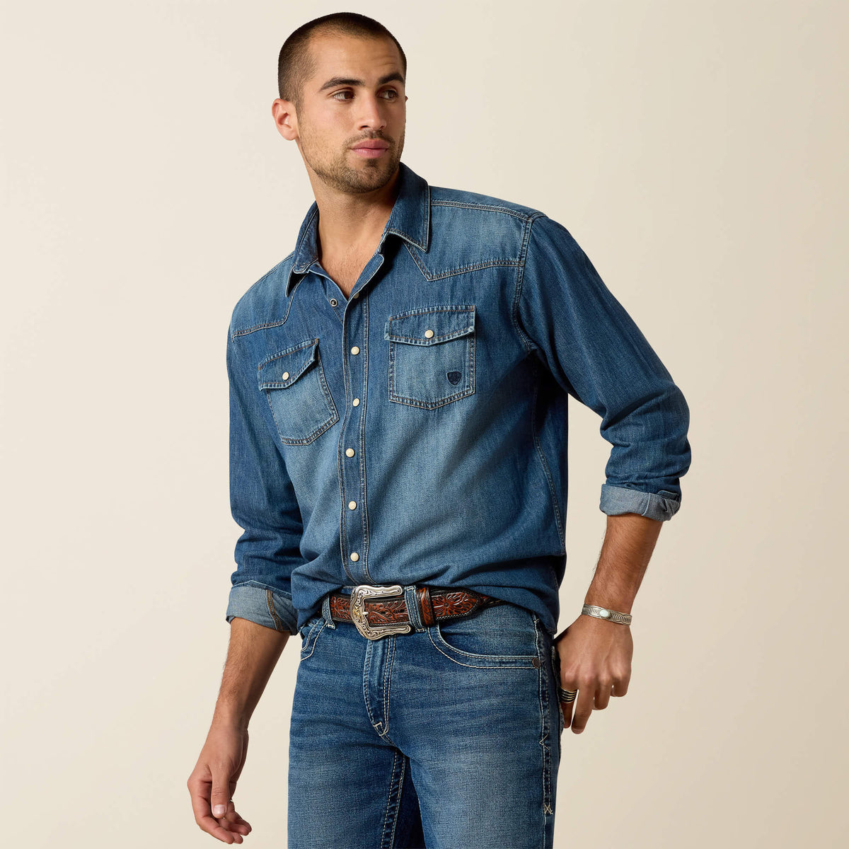 Denim Retro Fit Shirt Men - STONE