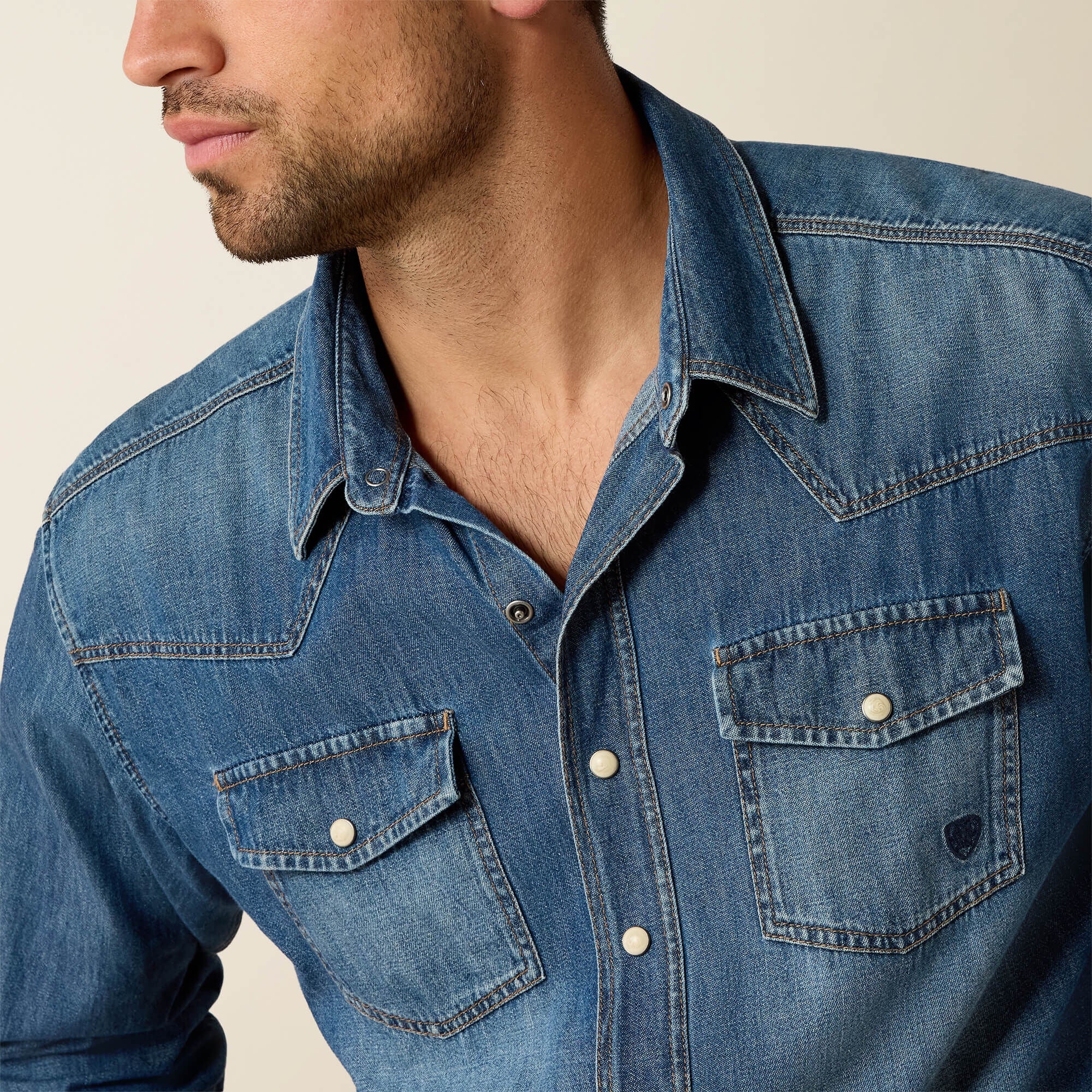 Denim Retro Fit Shirt Men - STONE