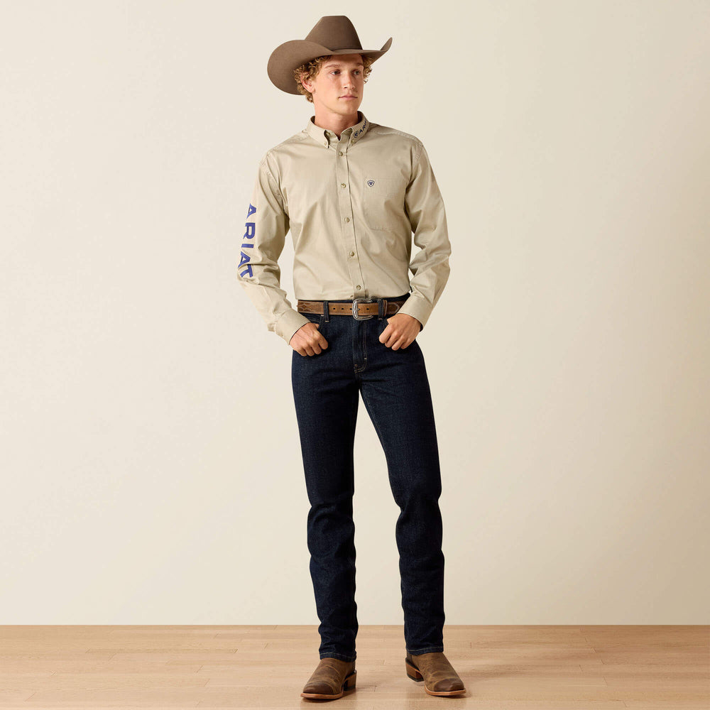 Team Logo Lightweight Twill Classic Fit Shirt Men - KHAKI/NAVY