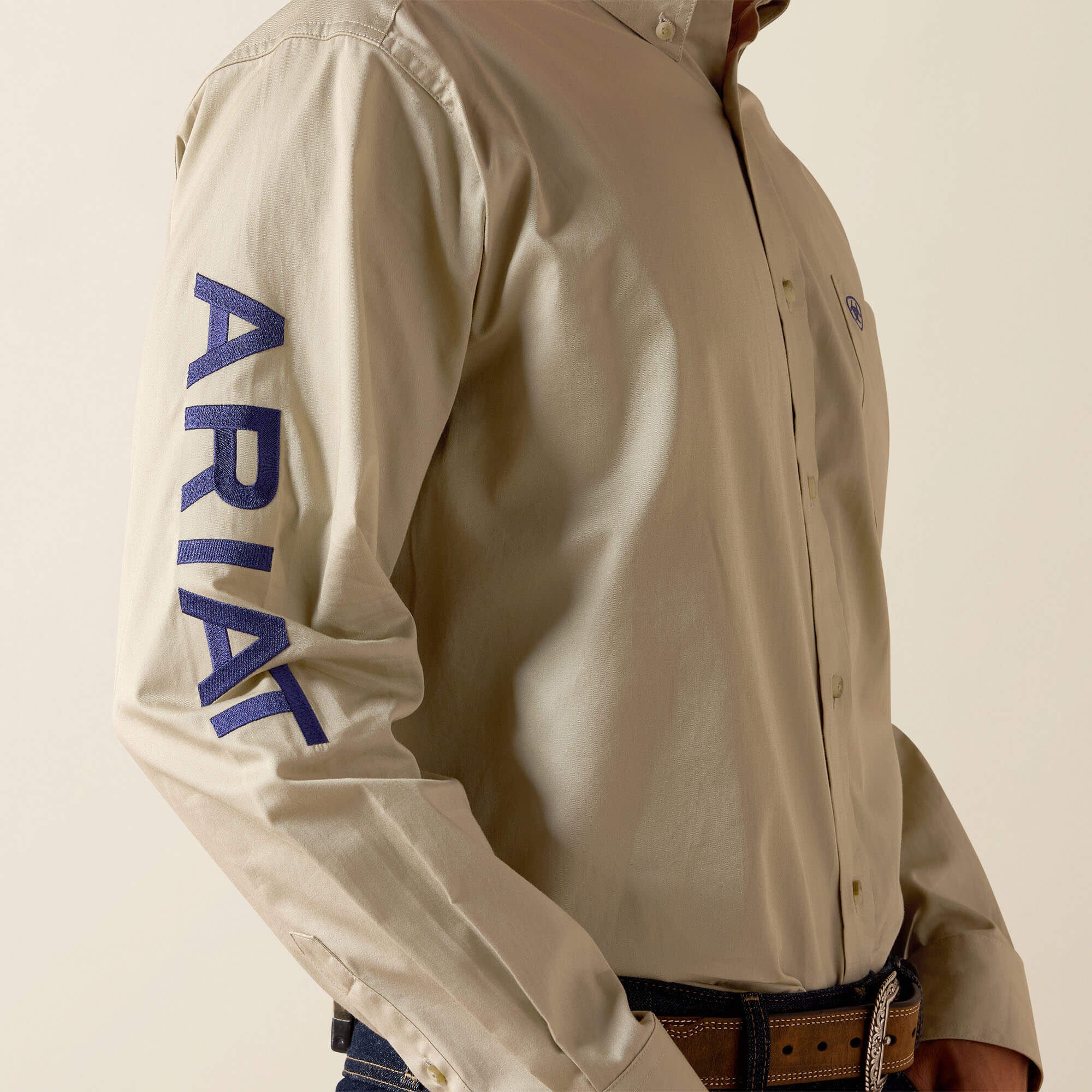 Team Logo Lightweight Twill Classic Fit Shirt Men - KHAKI/NAVY