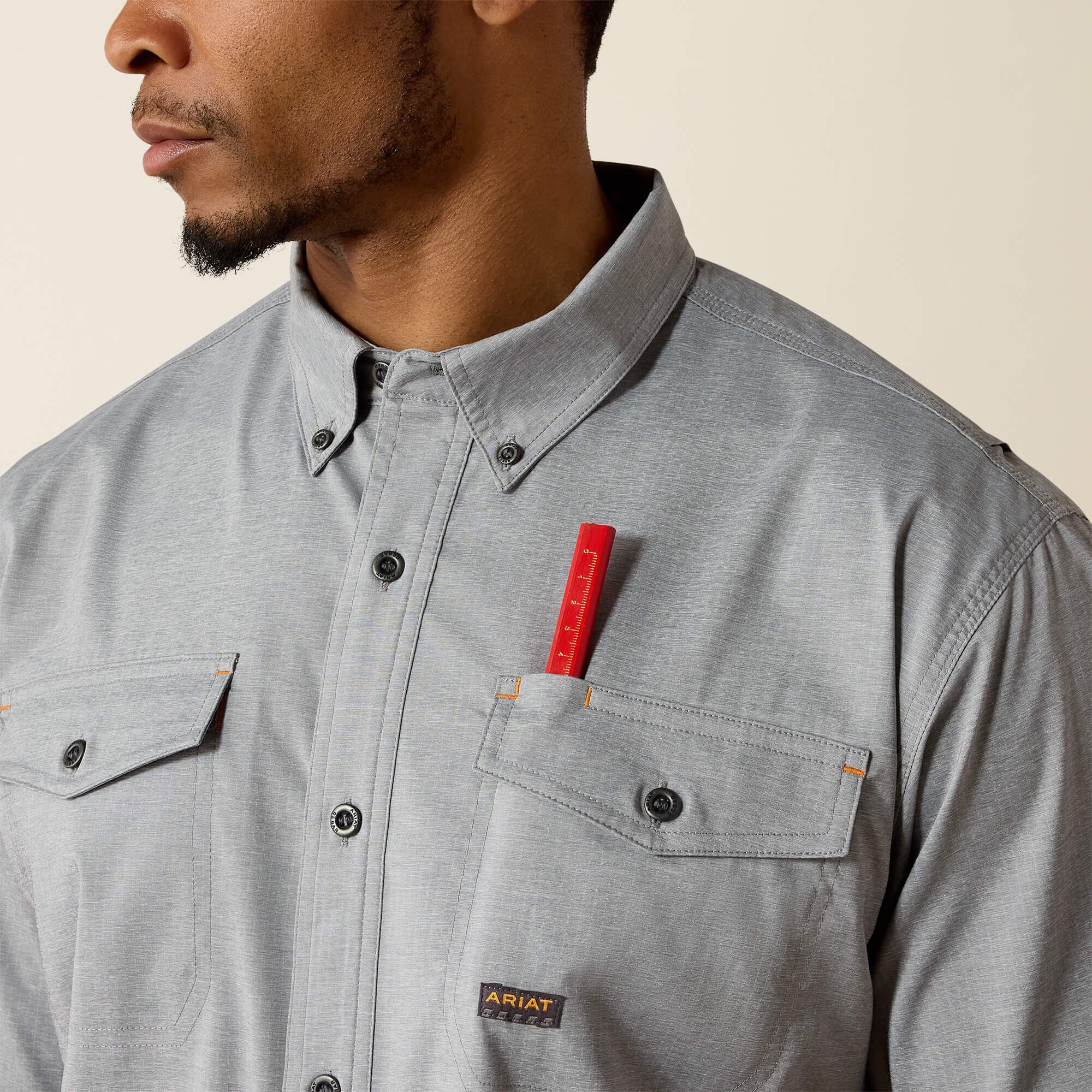 Rebar Made Tough VentTEK DuraStretch Work Shirt Men - CHARCOAL HEATHER