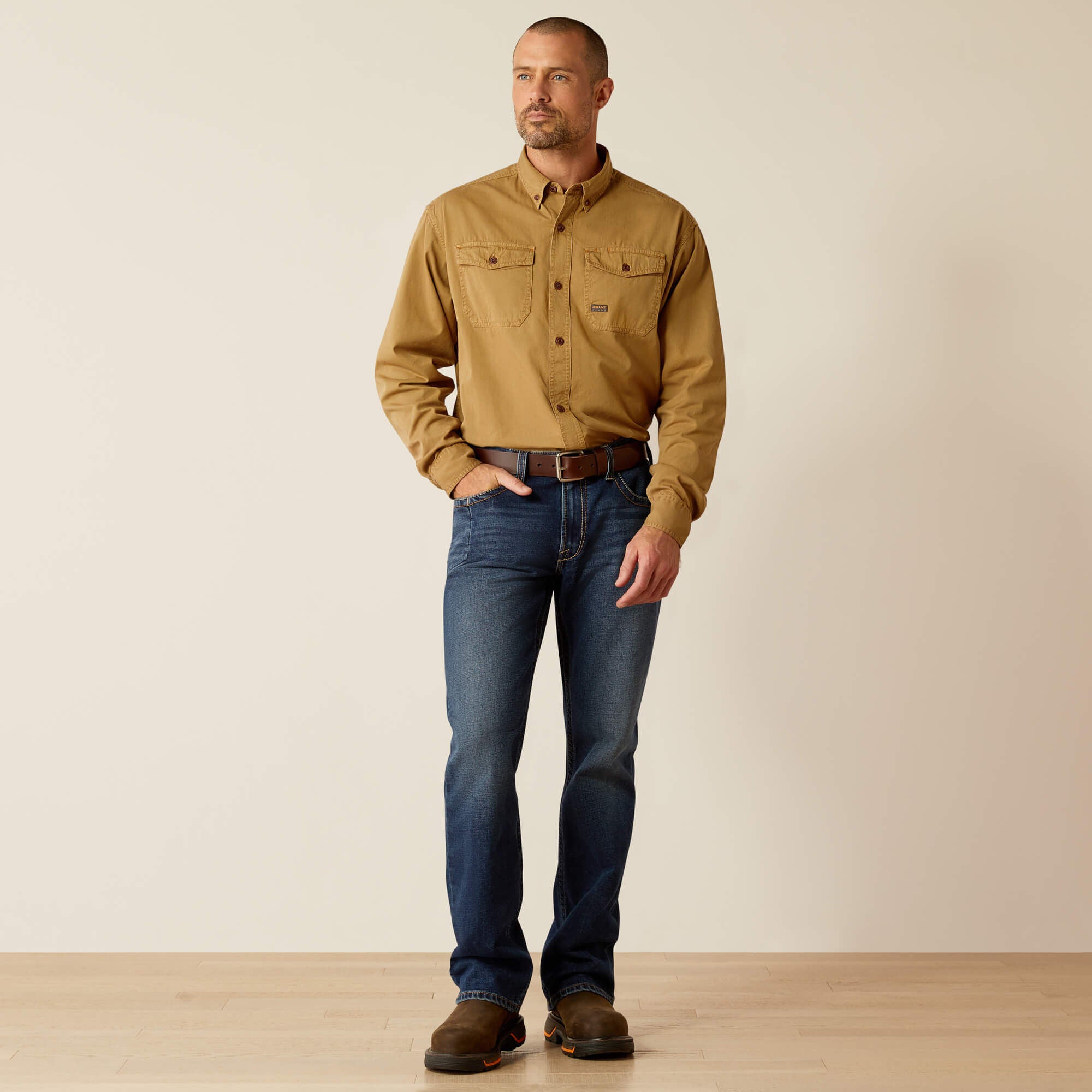 Rebar Washed Twill Work Shirt Men - REBAR KHAKI