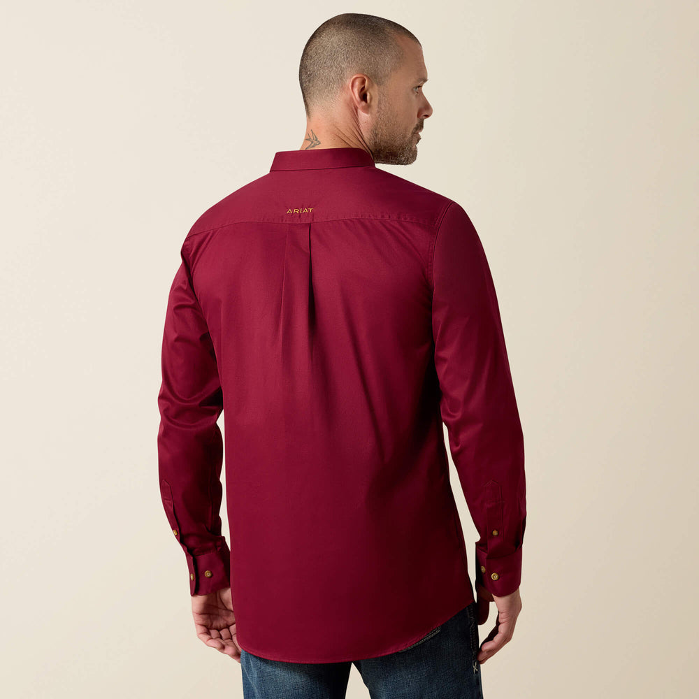 Solid Twill Fitted Shirt Men - BURGUNDY