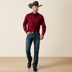 Solid Twill Fitted Shirt Men - BURGUNDY