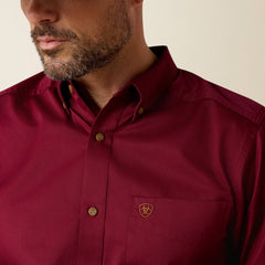 Solid Twill Fitted Shirt Men - BURGUNDY