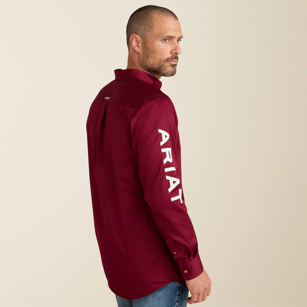 Team Logo Twill Fitted Shirt Men - BURGUNDY/WHITE