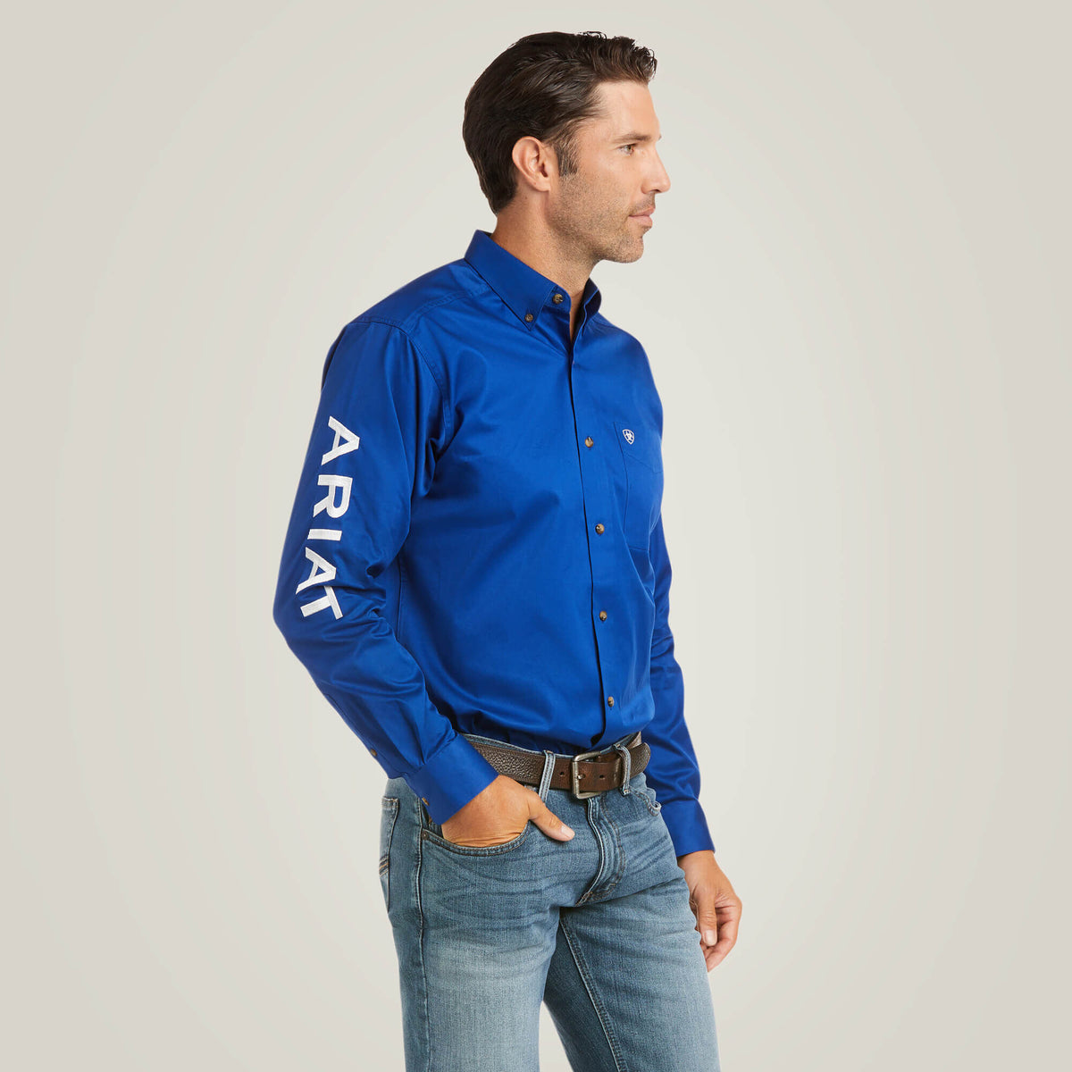 Team Logo Twill Fitted Shirt Men - ULTRAMARINE/WHITE