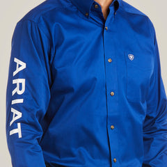 Team Logo Twill Fitted Shirt Men - ULTRAMARINE/WHITE