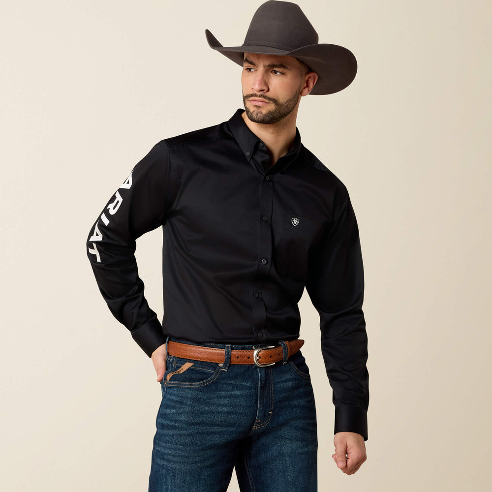 Team Logo Twill Fitted Shirt Men - BLACK/WHITE