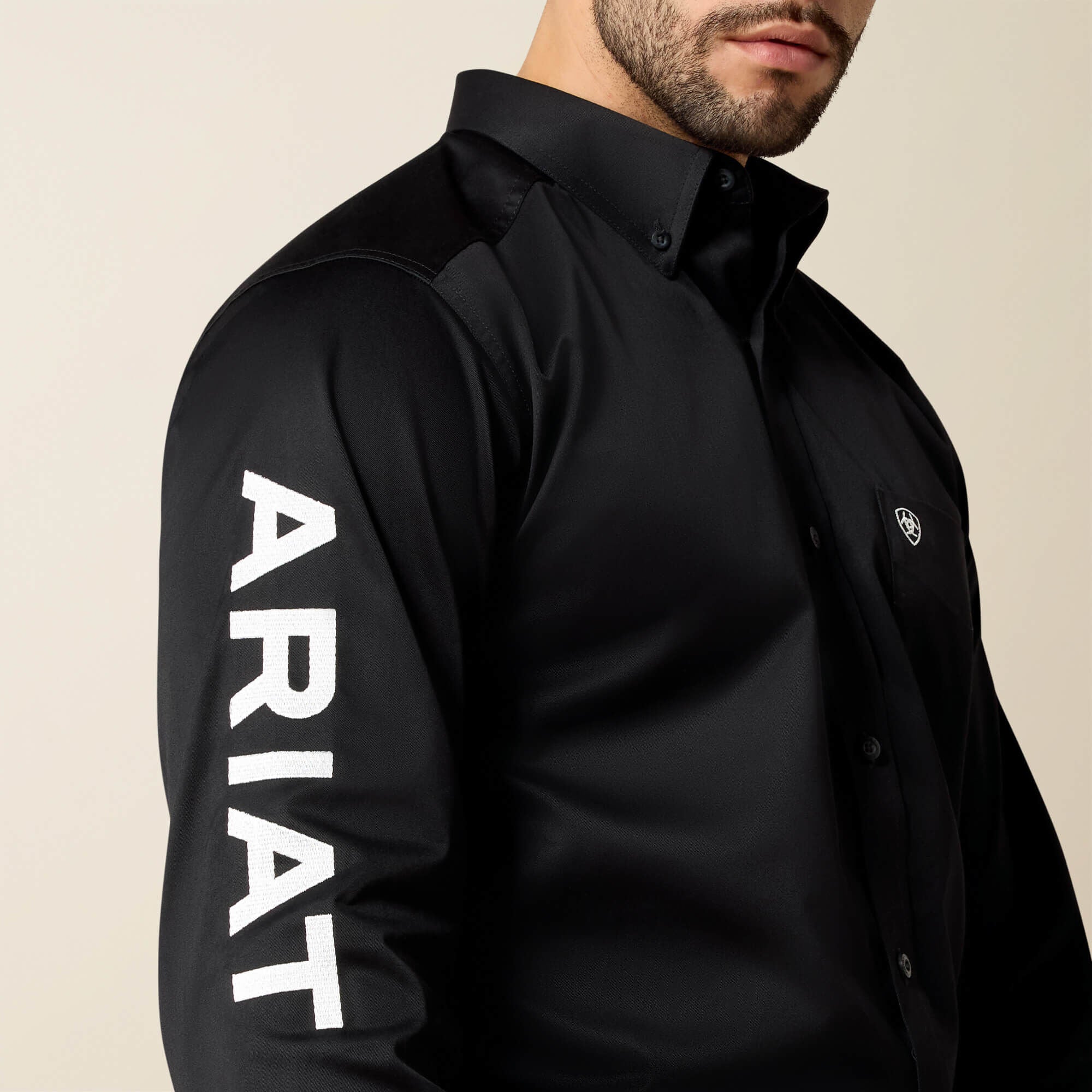 Team Logo Twill Fitted Shirt Men - BLACK/WHITE