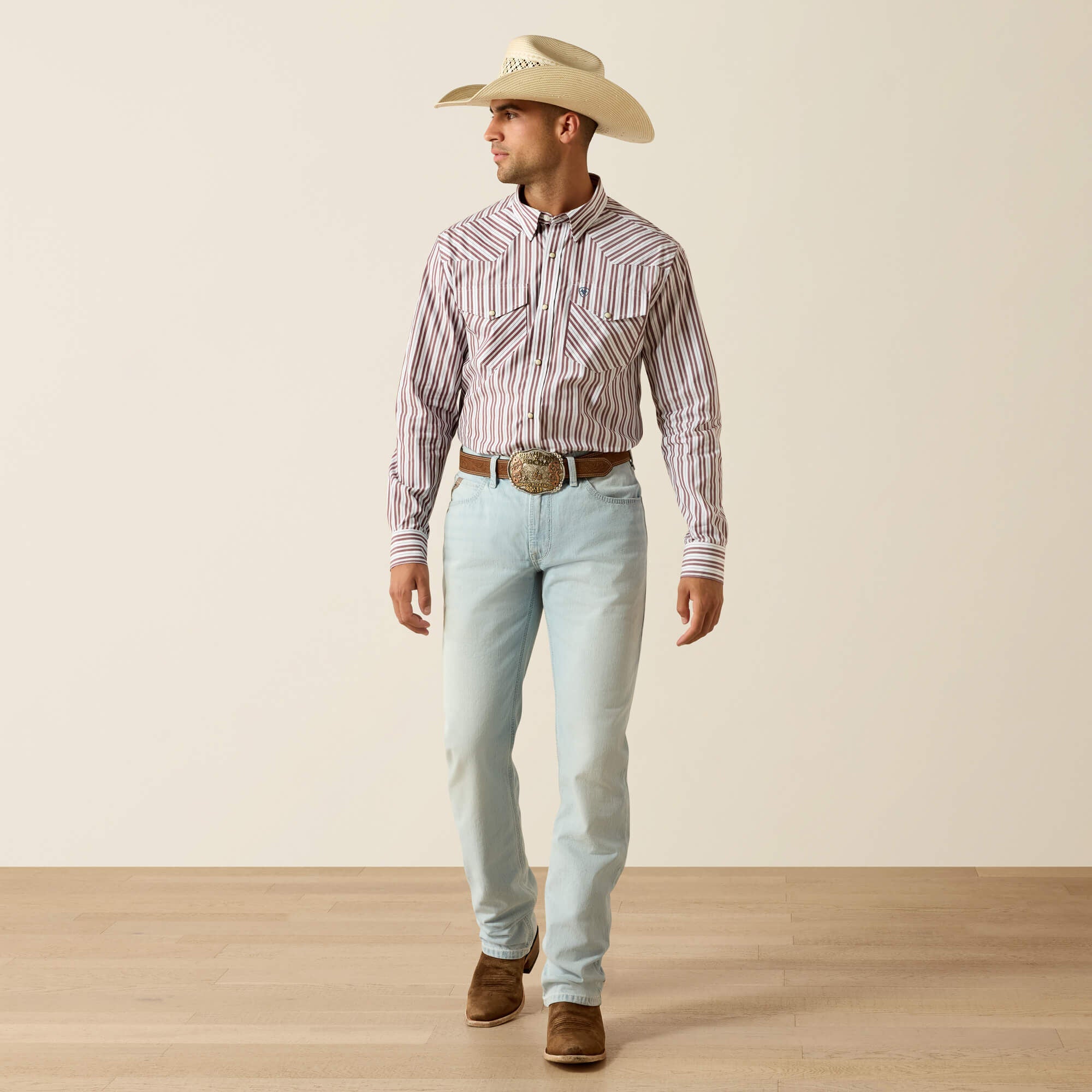 Pro Series Trae Fitted Snap Shirt Men - WHITE STRIPE