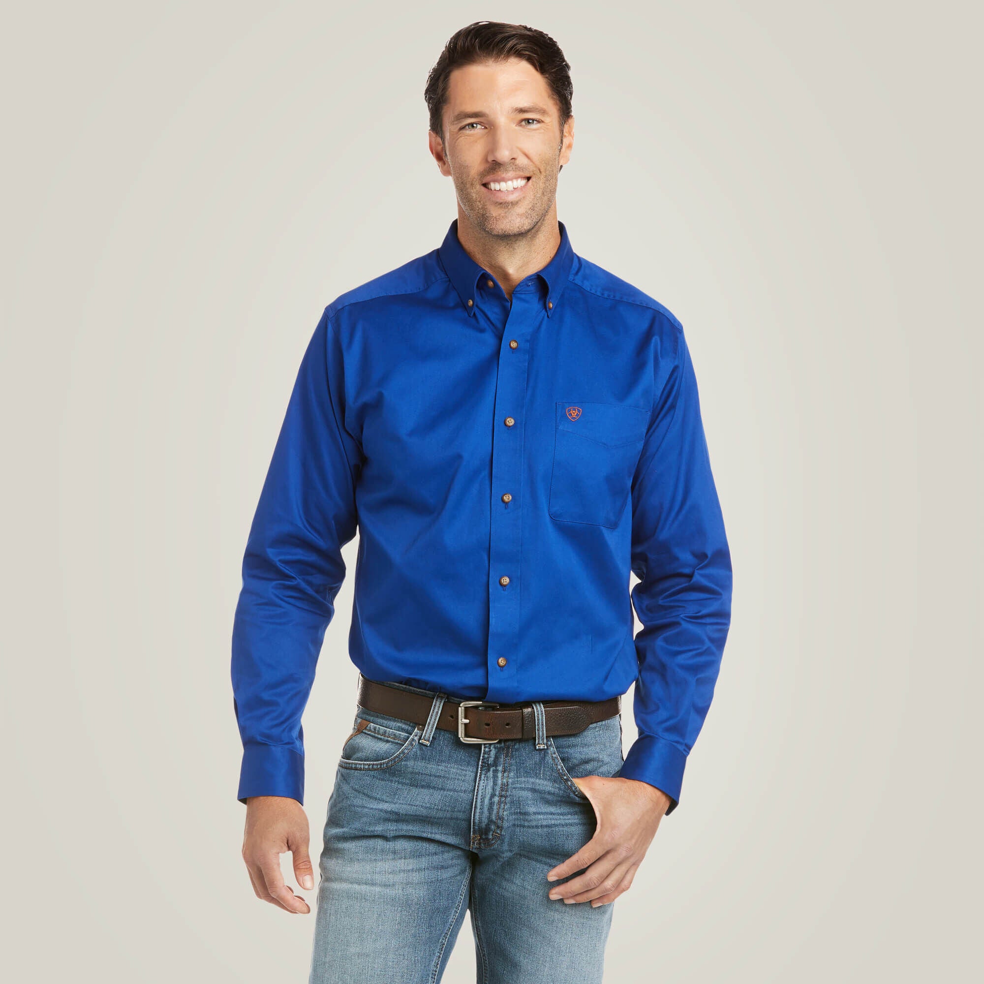 Solid Twill Fitted Shirt Men - ULTRAMARINE