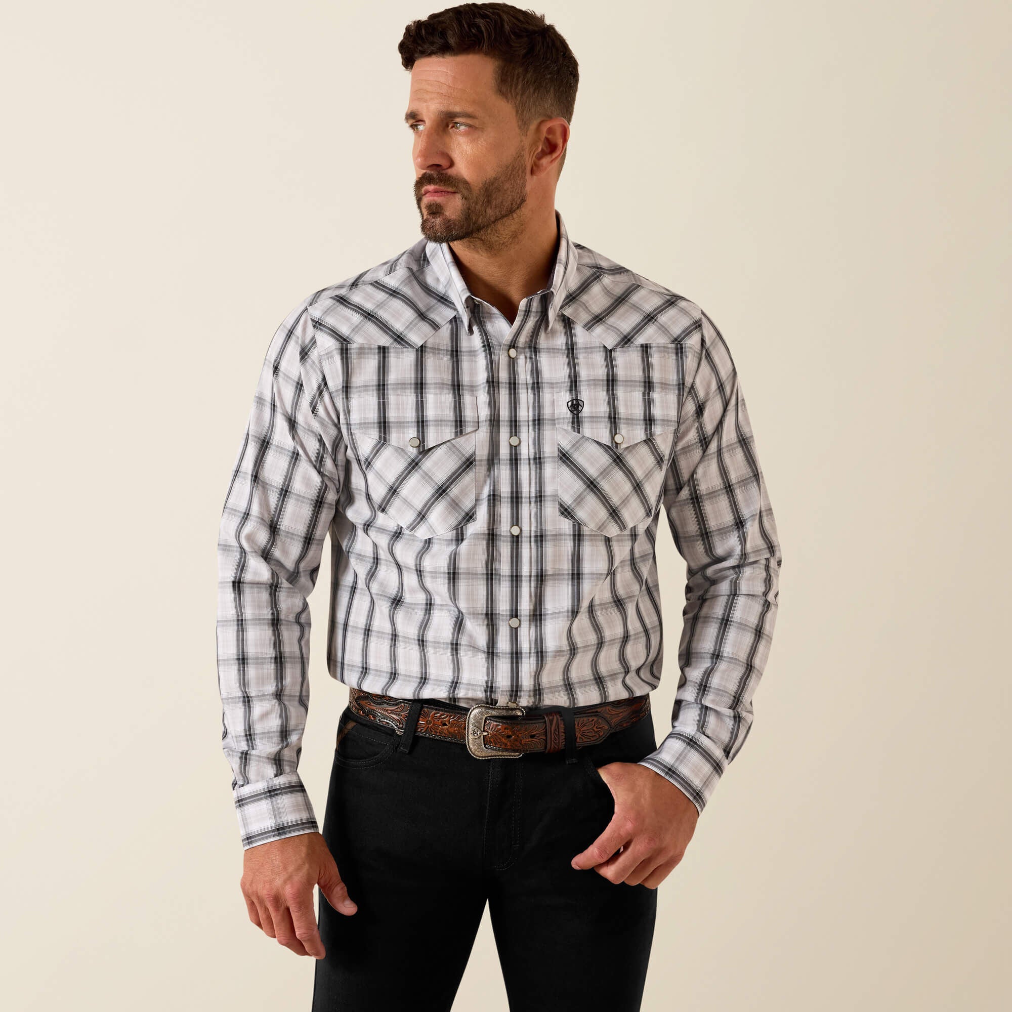 Wrinkle Free Ari Fitted Snap Shirt Men - WHITE