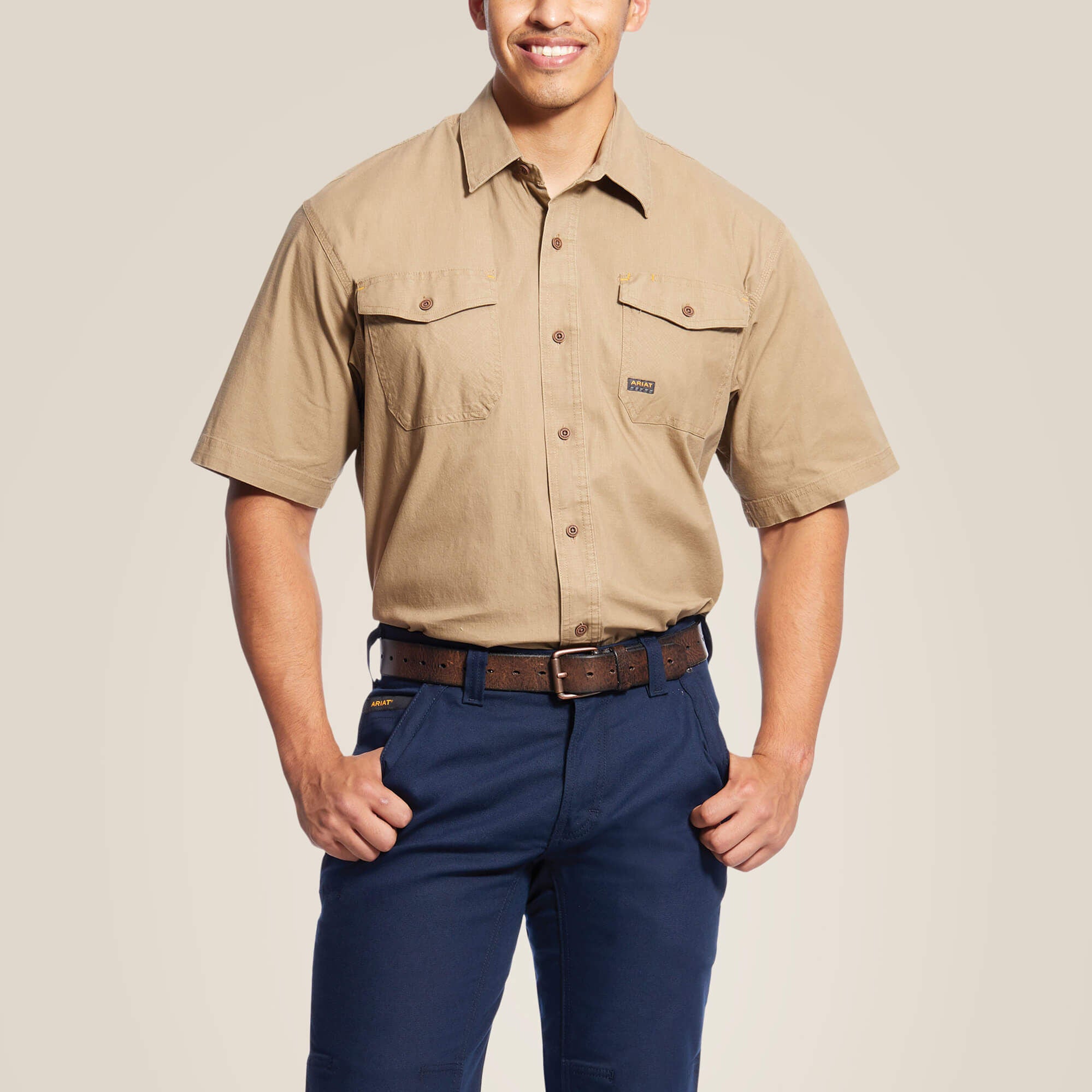 Rebar Made Tough DuraStretch Work Shirt Men - KHAKI