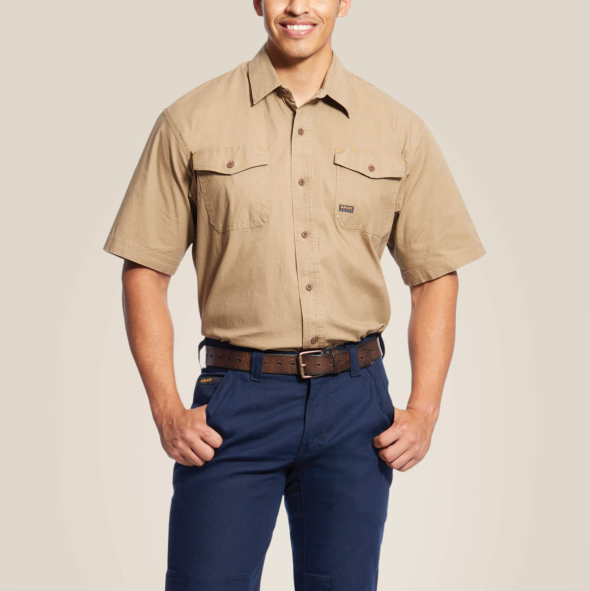 Rebar Made Tough DuraStretch Work Shirt Men - KHAKI