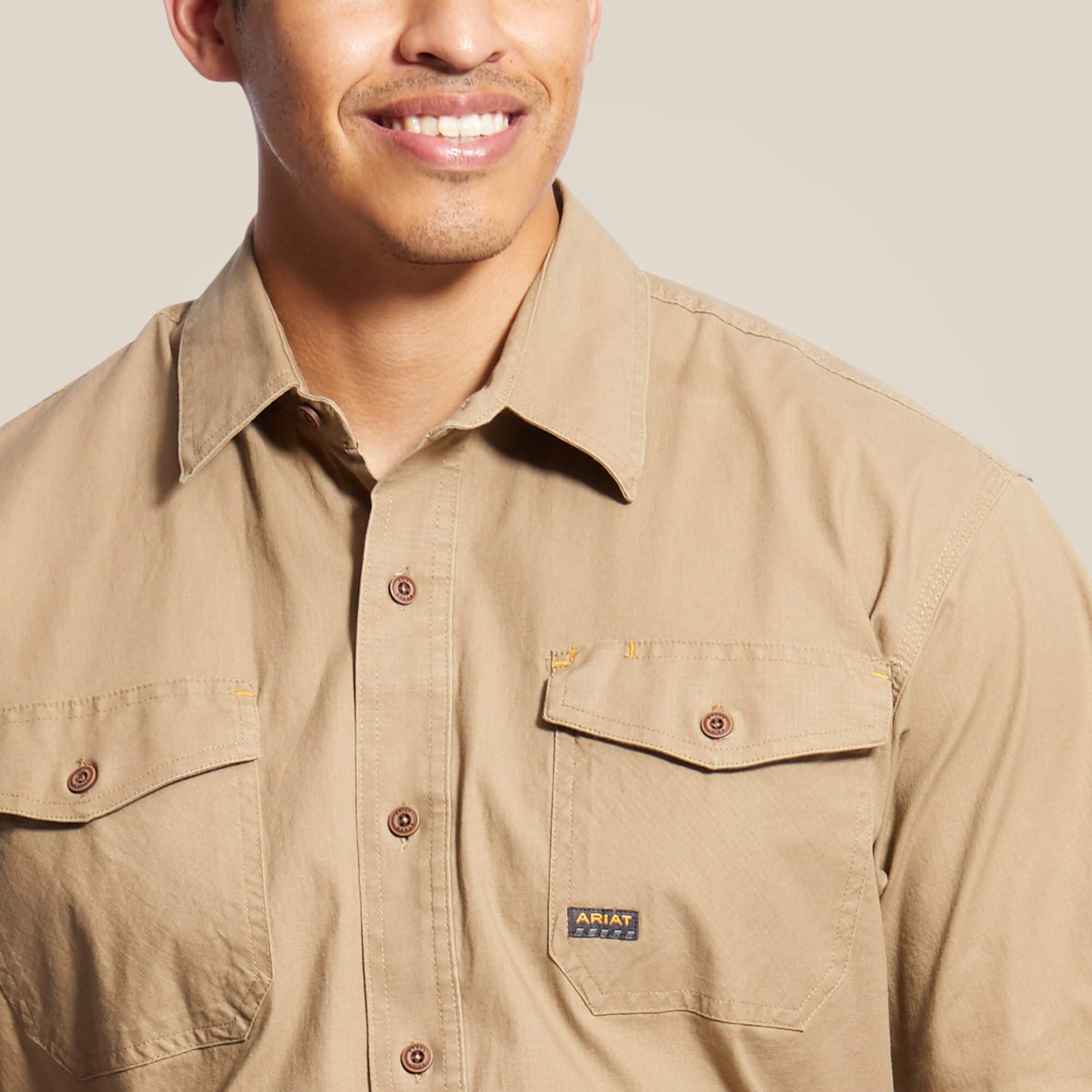 Rebar Made Tough DuraStretch Work Shirt Men - KHAKI