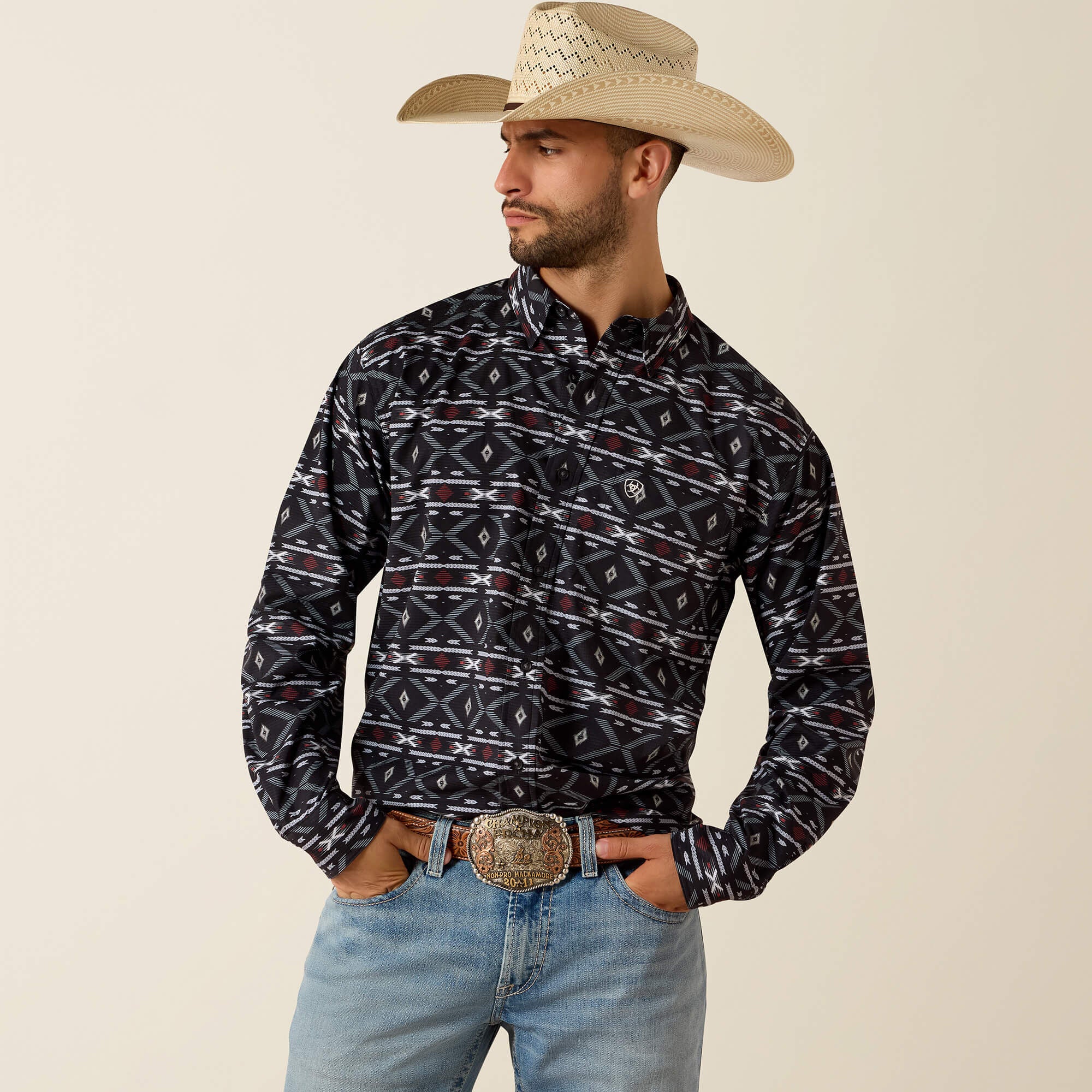 Printed 360 Airflow Classic Fit Shirt Men - BLACK