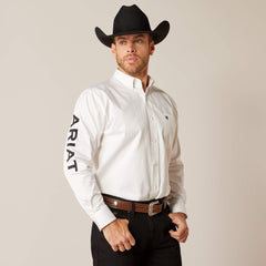Team Logo Twill Classic Fit Shirt Men - WHITE/BLACK
