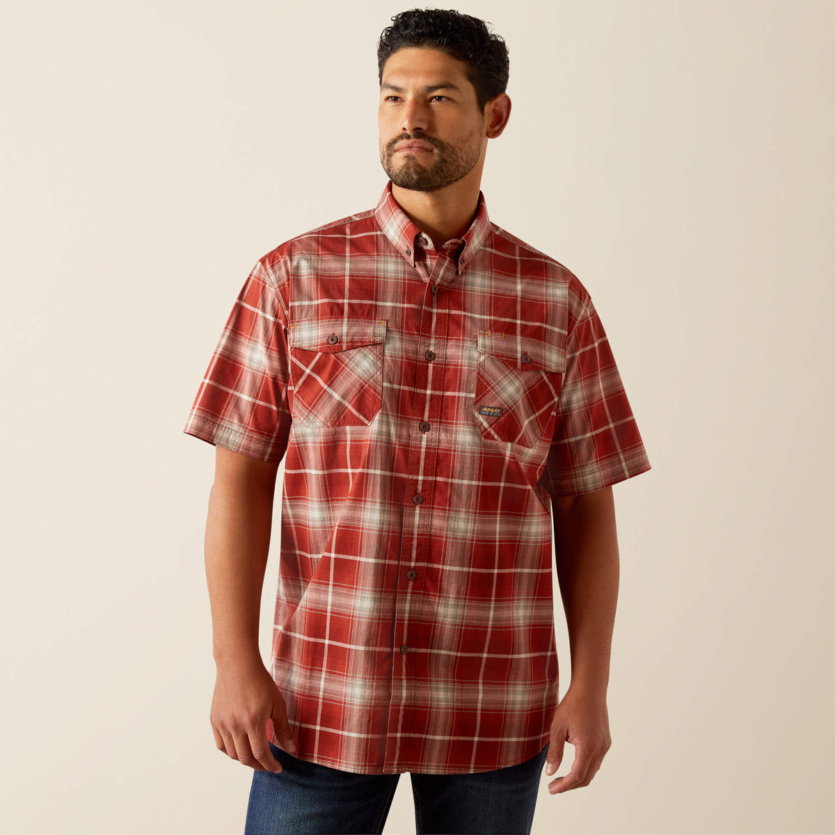 Rebar Made Tough DuraStretch Work Shirt Men - CHILI OIL