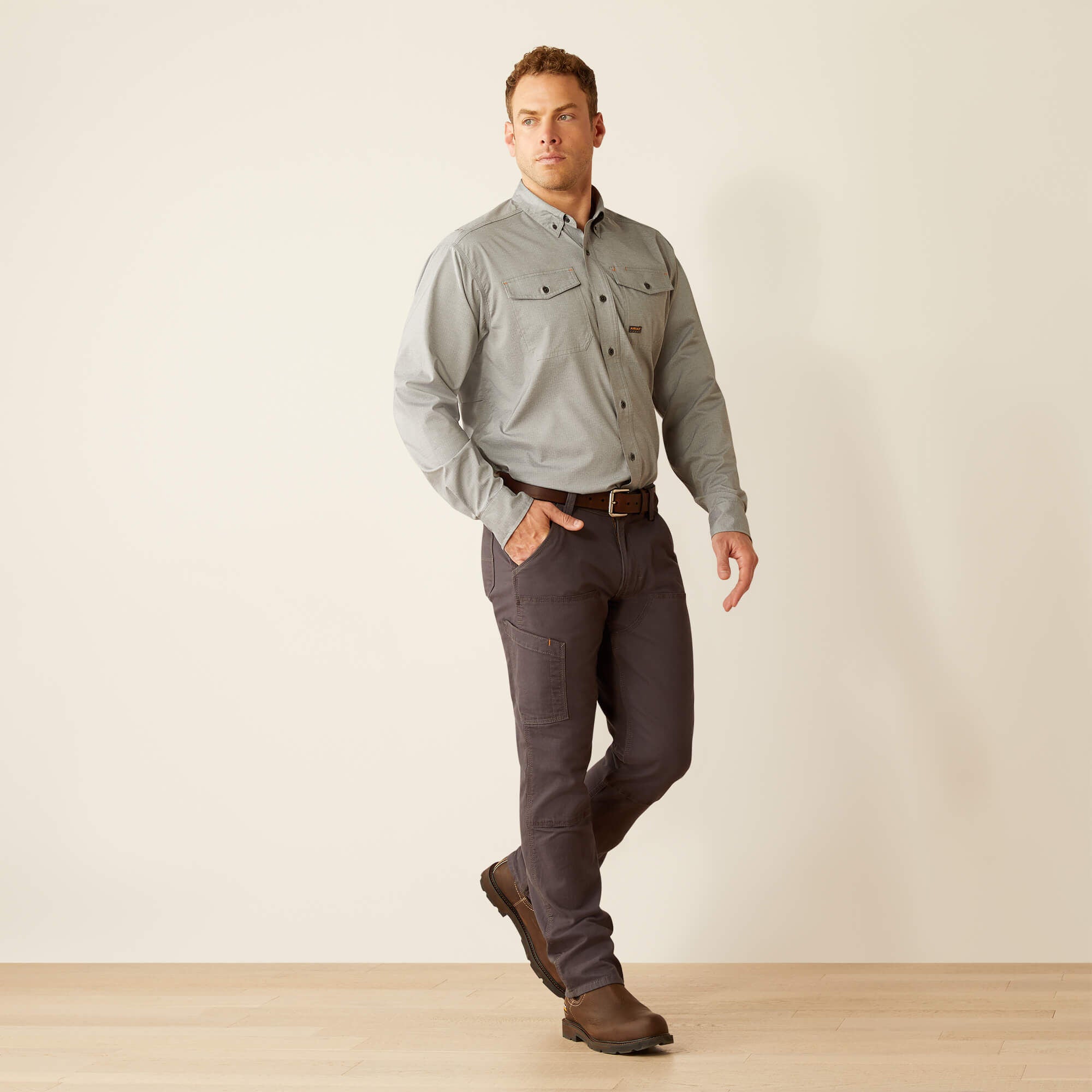 Rebar Made Tough VentTEK DuraStretch Work Shirt Men - CHARCOAL HEATHER