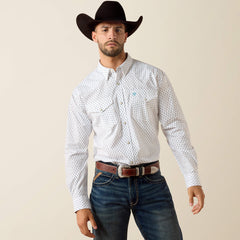 Terence Classic Fit Snap Shirt Men - WHITE GEO PRINT
