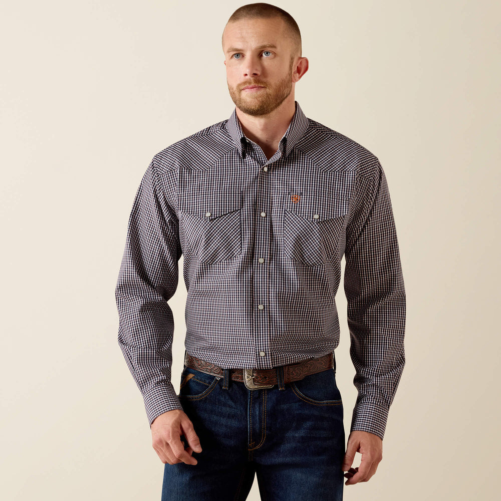 Wrinkle Free Adonis Classic Fit Snap Shirt Men - NAVY PLAID
