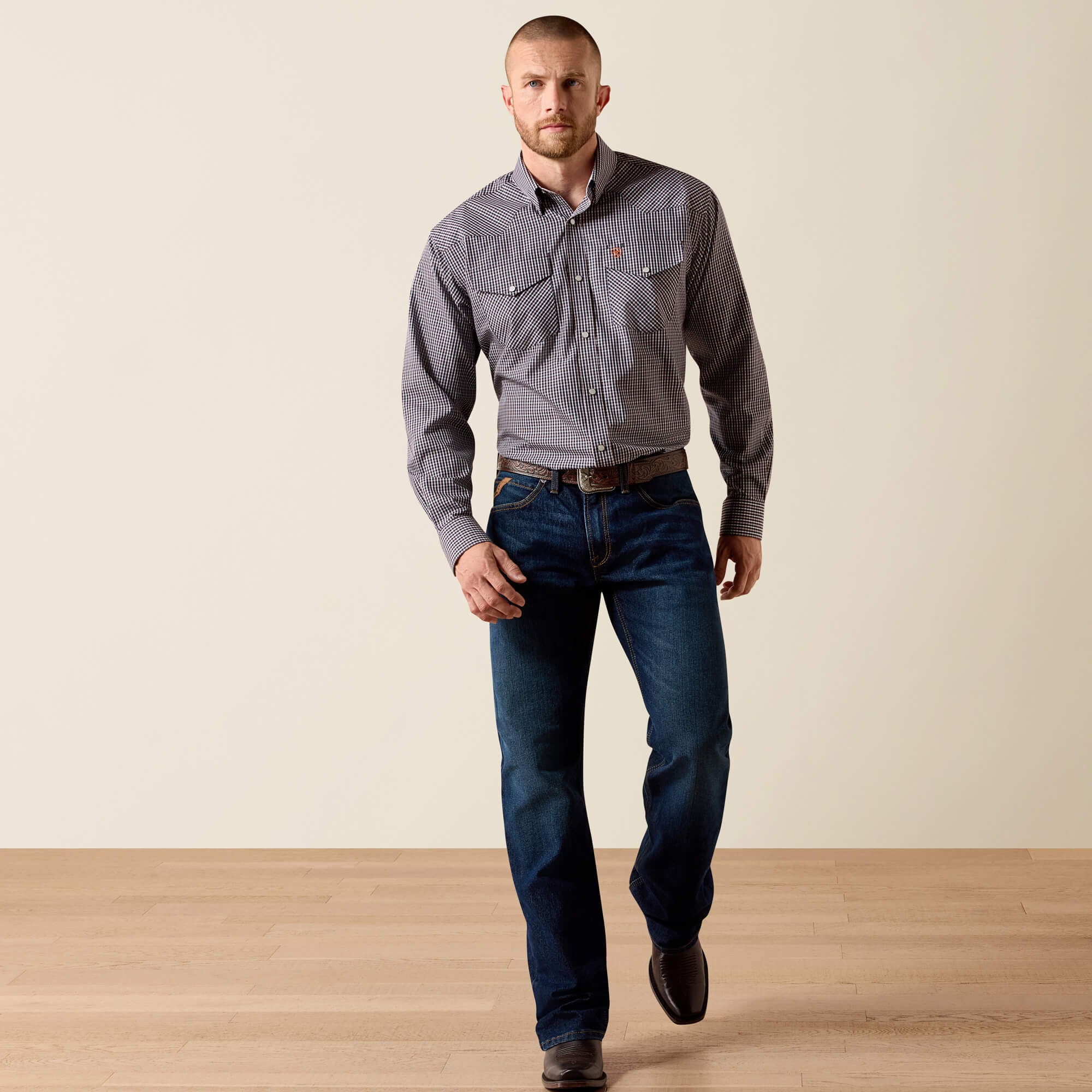 Wrinkle Free Adonis Classic Fit Snap Shirt Men - NAVY PLAID