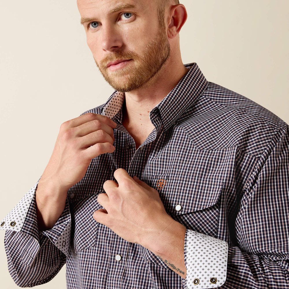 Wrinkle Free Adonis Classic Fit Snap Shirt Men - NAVY PLAID