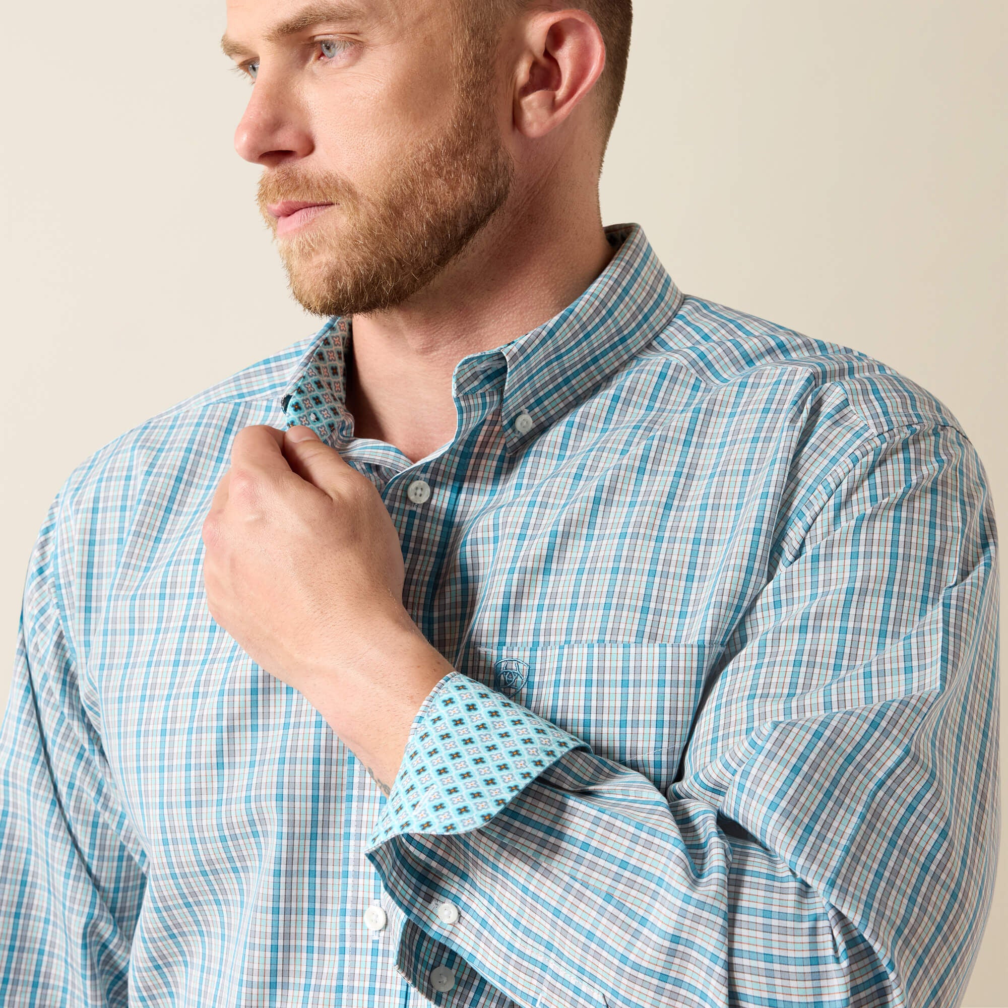 Wrinkle Free Antonio Classic Fit Shirt Men - ANGEL BLUE PLAID