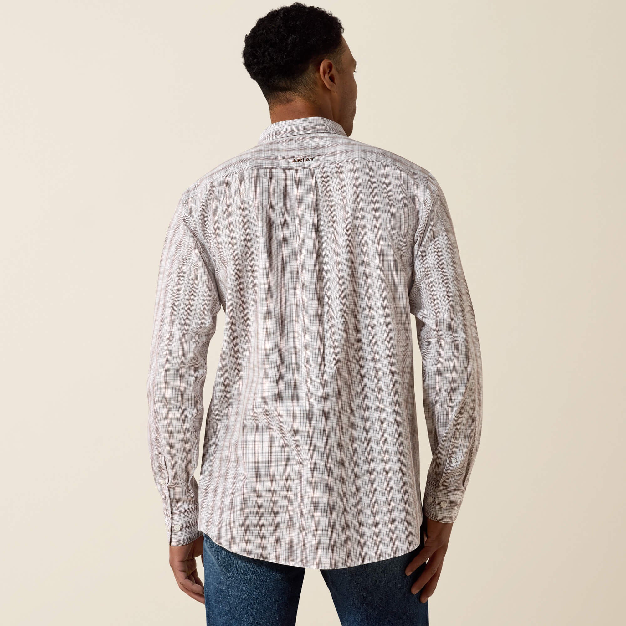 Wrinkle Free Clyde Fitted Shirt Men - WHITE PLAID