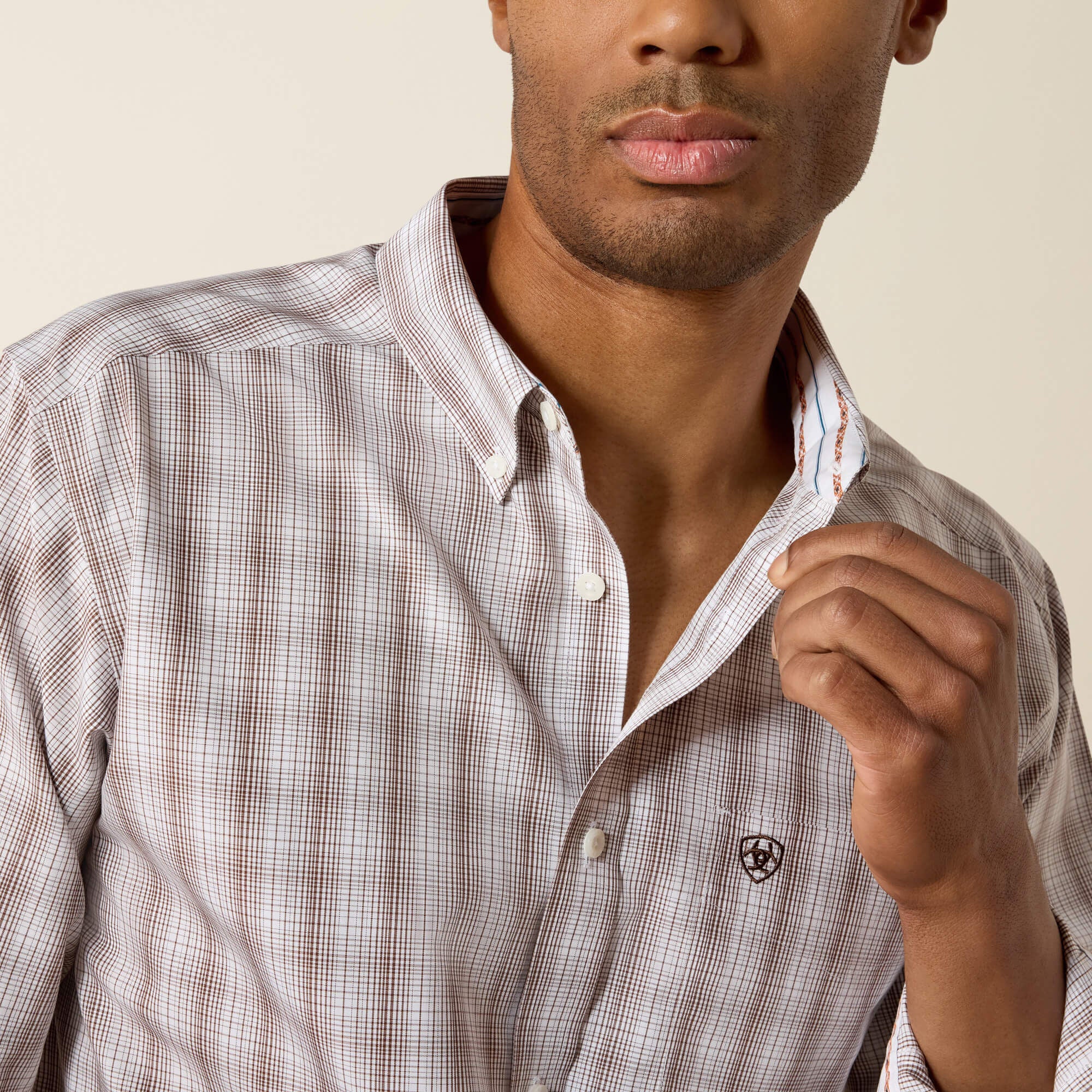 Wrinkle Free Clyde Fitted Shirt Men - WHITE PLAID