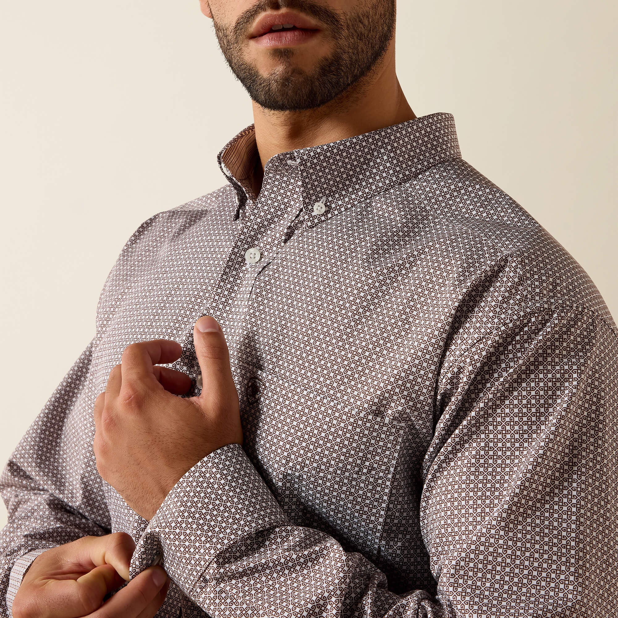 Wrinkle Free Alden Classic Fit Shirt Men - CHESTNUT GEO PRINT