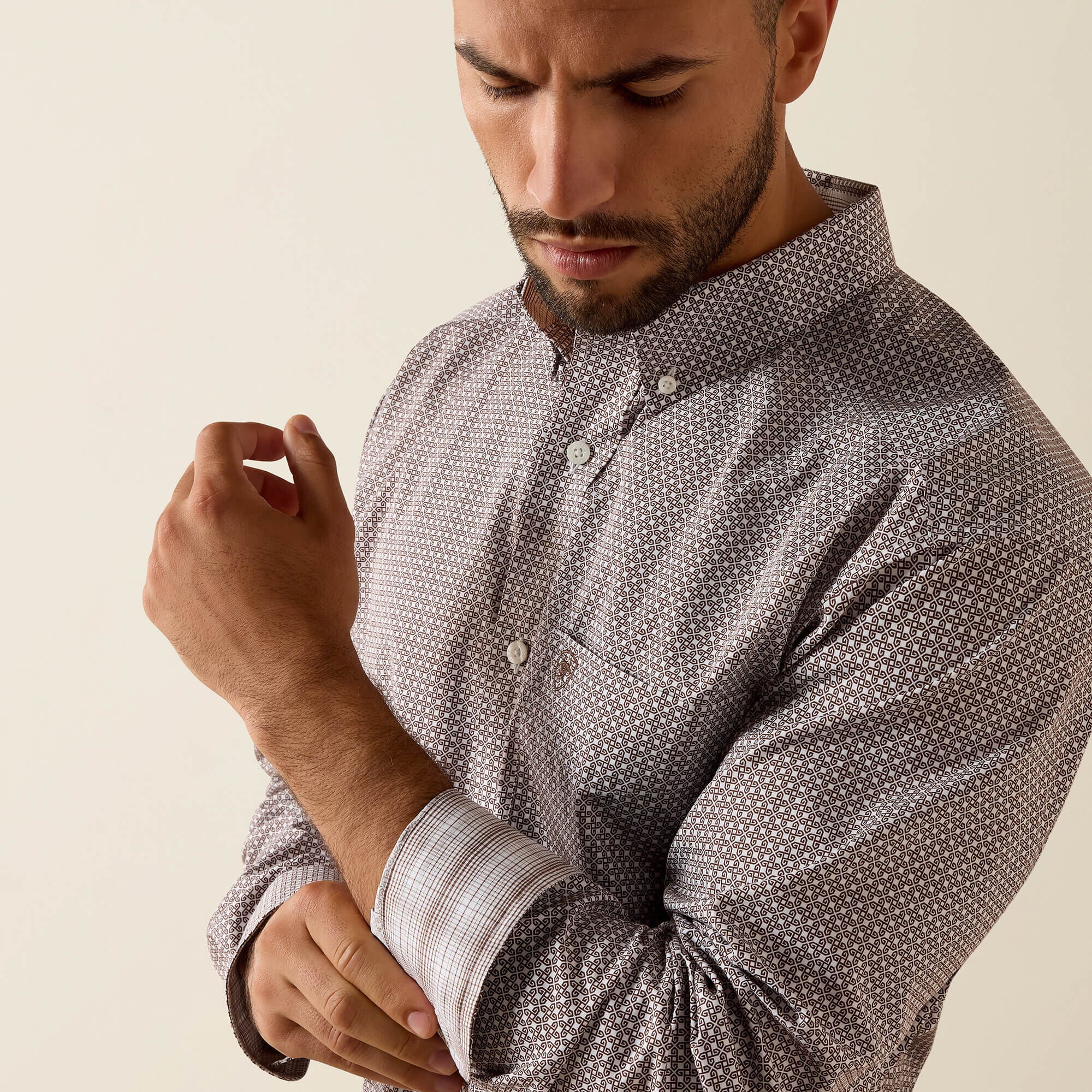 Wrinkle Free Alden Classic Fit Shirt Men - CHESTNUT GEO PRINT