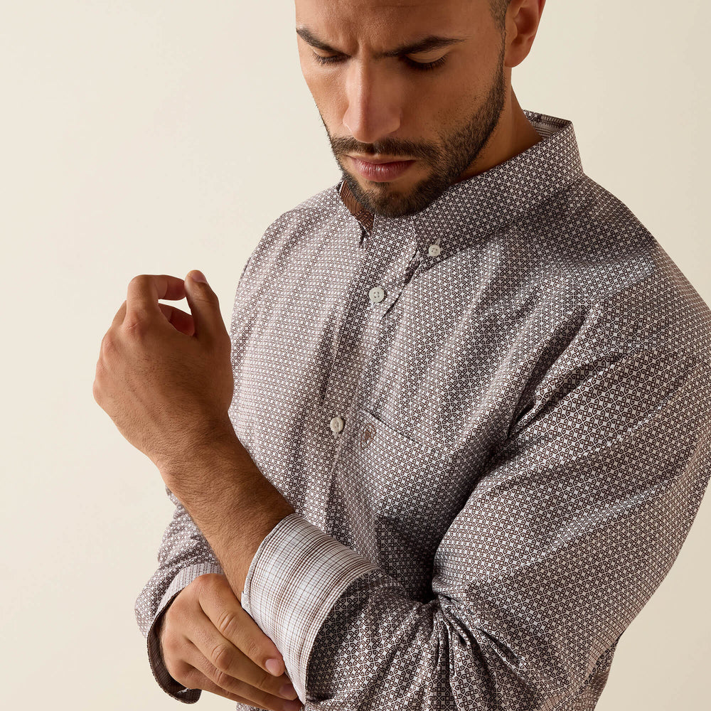 Wrinkle Free Alden Classic Fit Shirt Men - CHESTNUT GEO PRINT