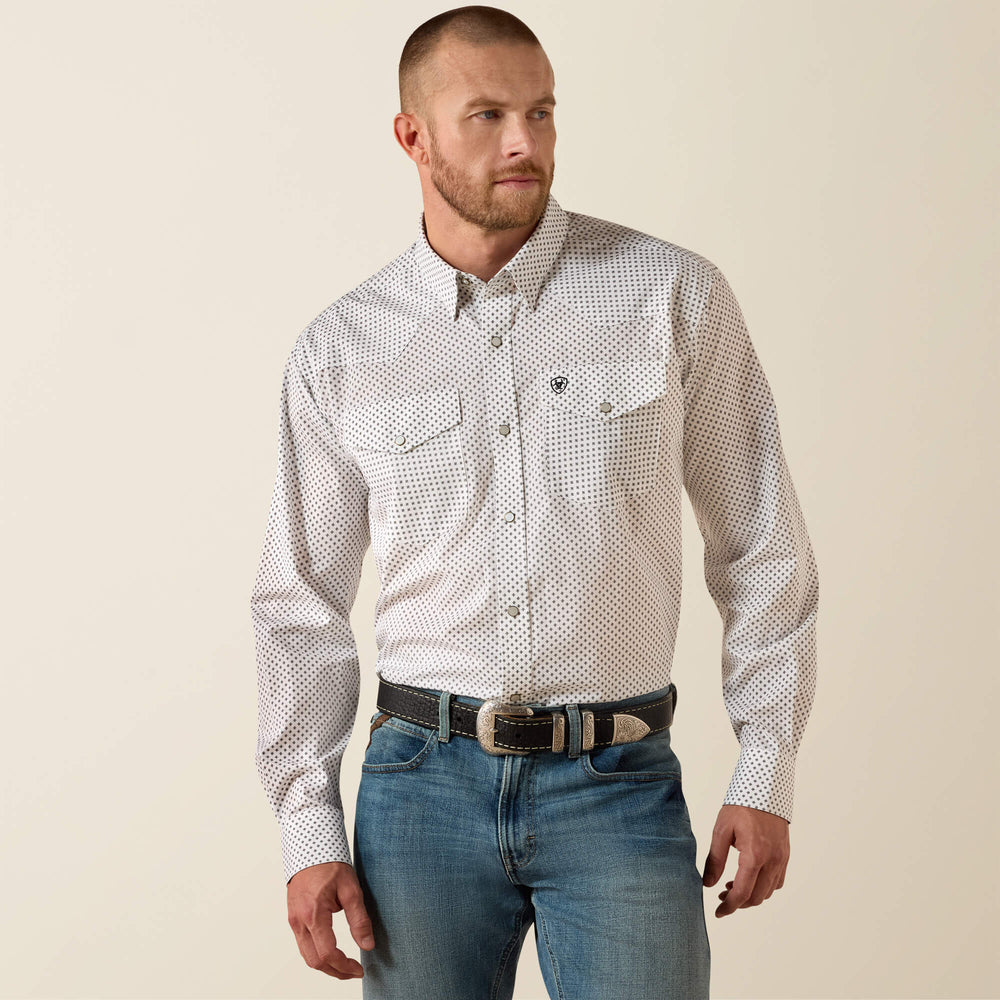 Wrinkle Free Anthony Classic Fit Snap Shirt Men - WHITE MEDALLION PRINT