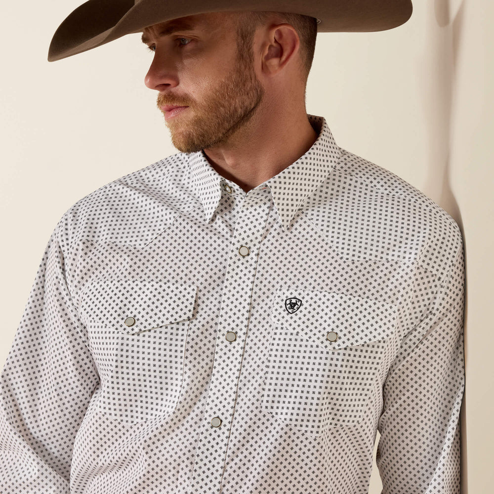 Wrinkle Free Anthony Classic Fit Snap Shirt Men - WHITE MEDALLION PRINT