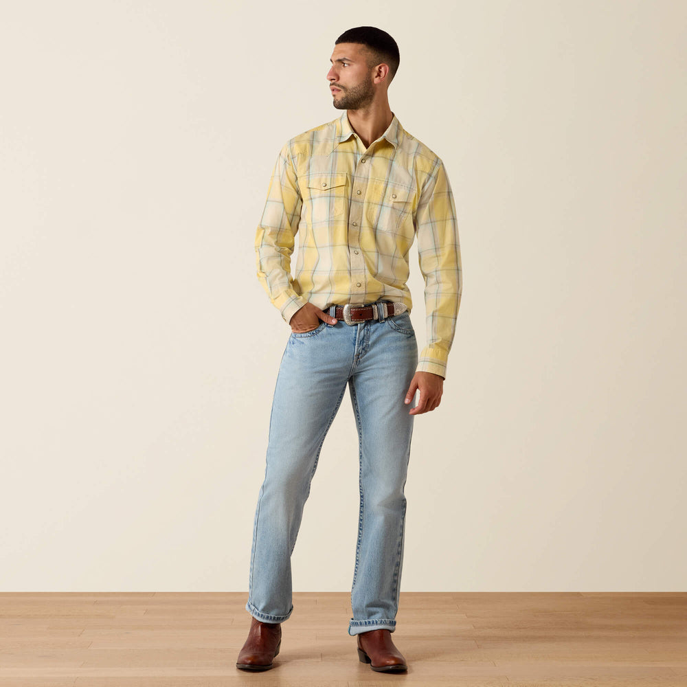 Retro Hux Fitted Snap Shirt Men - CHAI TEA PLAID