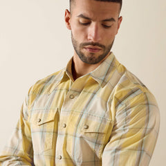 Retro Hux Fitted Snap Shirt Men - CHAI TEA PLAID