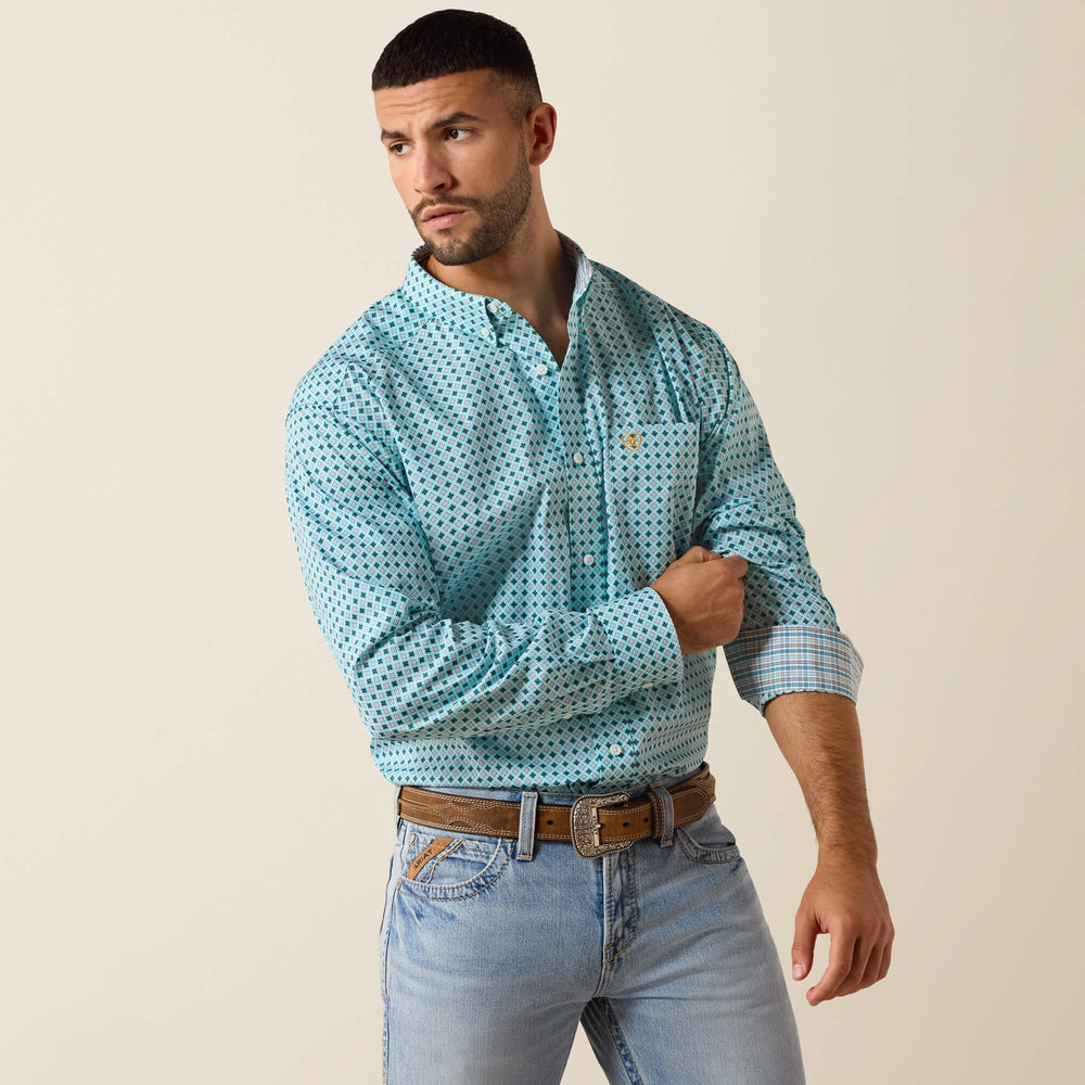 Wrinkle Free Andy Classic Fit Shirt Men - ANGEL BLUE GEO PRINT
