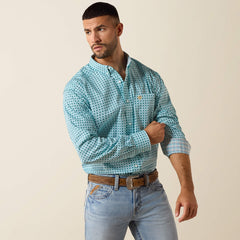 Wrinkle Free Andy Classic Fit Shirt Men - ANGEL BLUE GEO PRINT