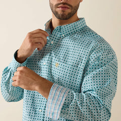 Wrinkle Free Andy Classic Fit Shirt Men - ANGEL BLUE GEO PRINT