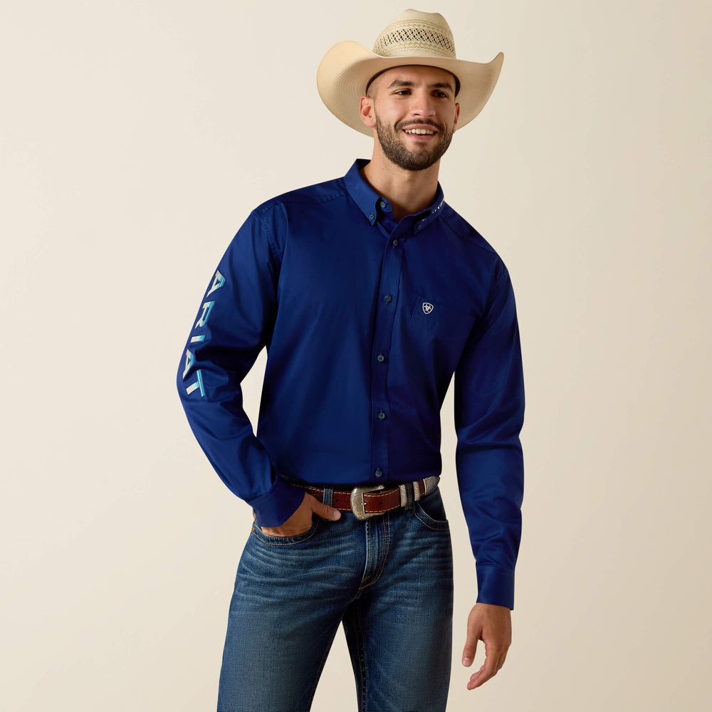 Team Logo Lightweight Twill Classic Fit Shirt Men - BLUE DEPTHS/WHITE SERAPE