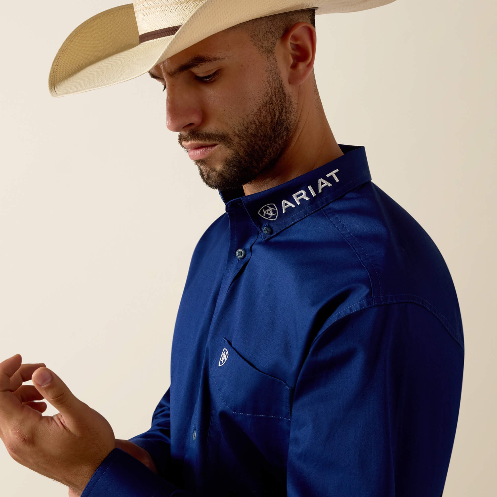 Team Logo Lightweight Twill Classic Fit Shirt Men - BLUE DEPTHS/WHITE SERAPE