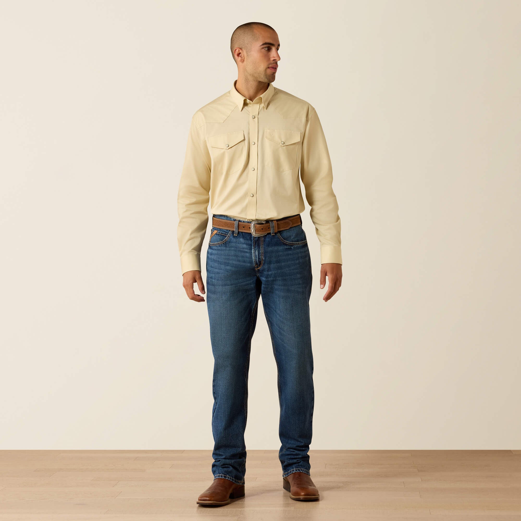 Lightweight Twill Classic Fit Snap Shirt Men - CREME BRULEE