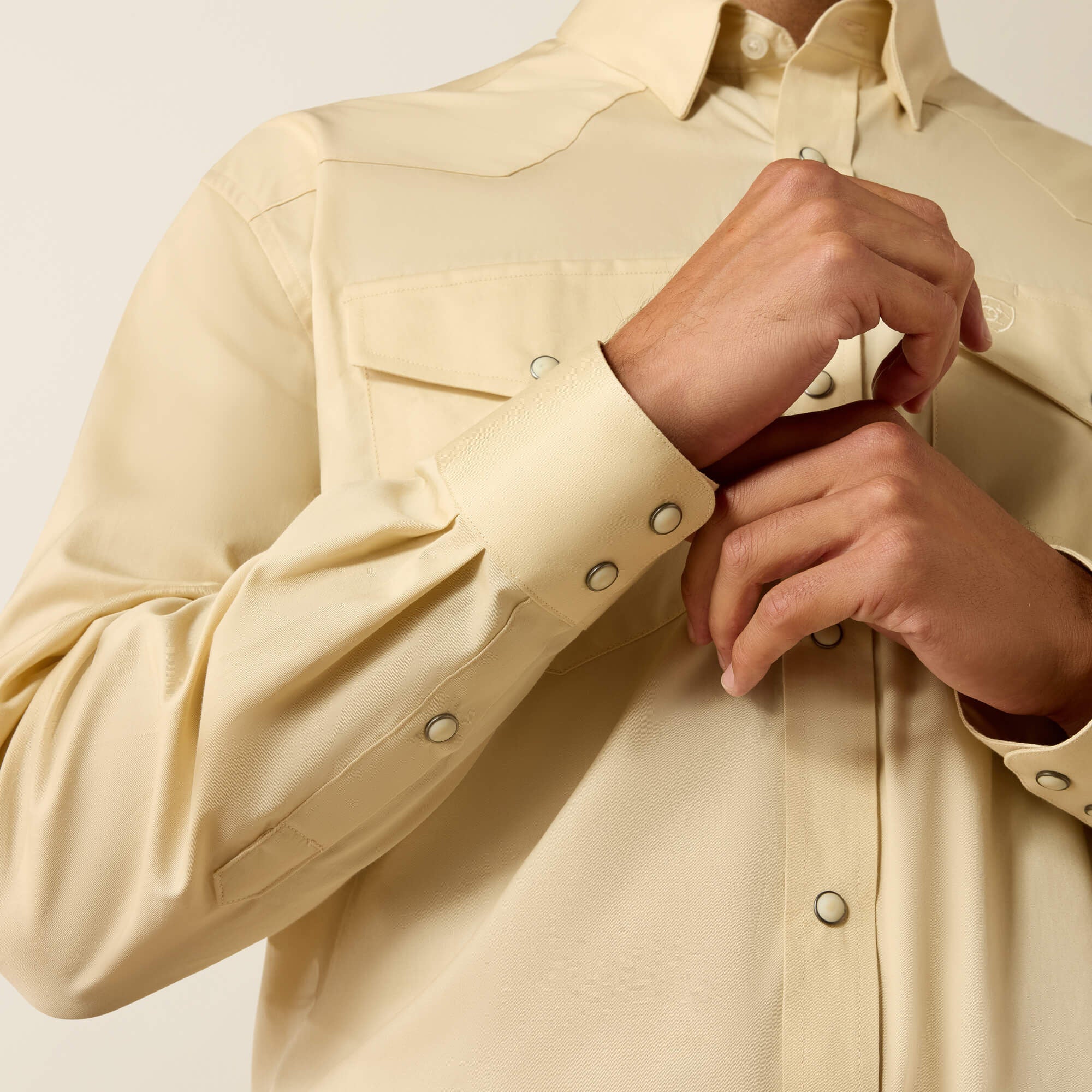 Lightweight Twill Classic Fit Snap Shirt Men - CREME BRULEE